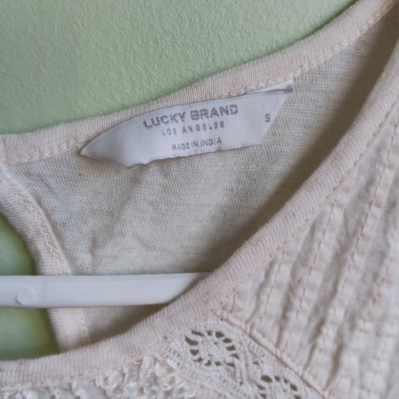 Lucky Brand Cream White Embroidered Ruffle Top - Picture 2 of 4